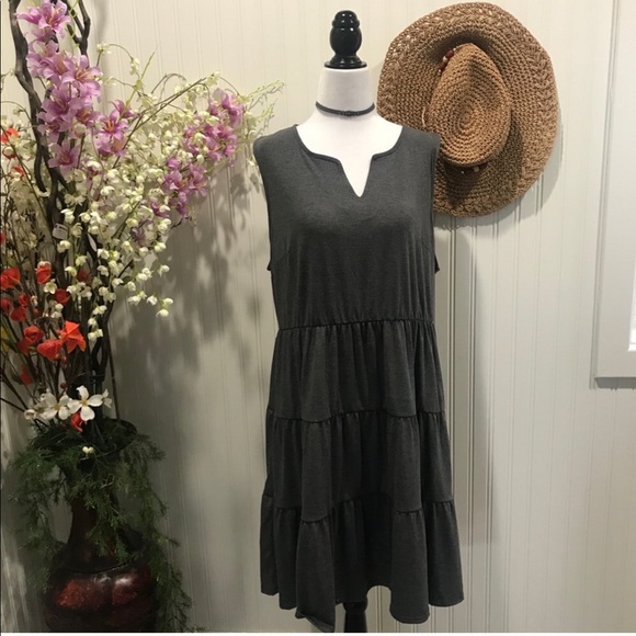 Maurices Plus Sz 0X Solid Tiered Babydoll Dress - Picture 5 of 9